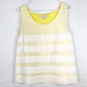 Loft Lemon Yellow /Cream Pleat sleeveless blouse